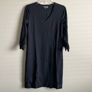 Judy P V Neck 3/4 Sleeve Dress Black